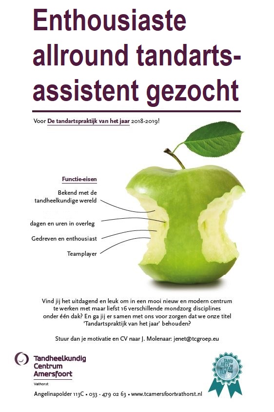 Vacature allround tandartsassistent Tandheelkundig Centrum Amersfoort Vathorst